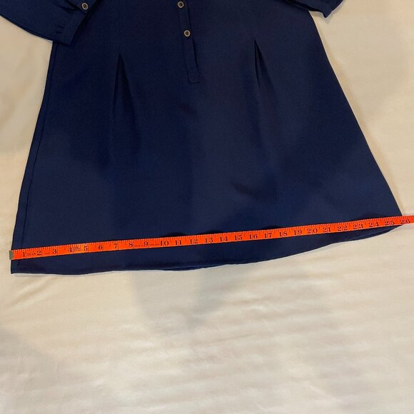 H&M Size 6 Fit & Flare Mini Dress Navy Button Down V Neck Long Sleeves - Picture 8 of 12